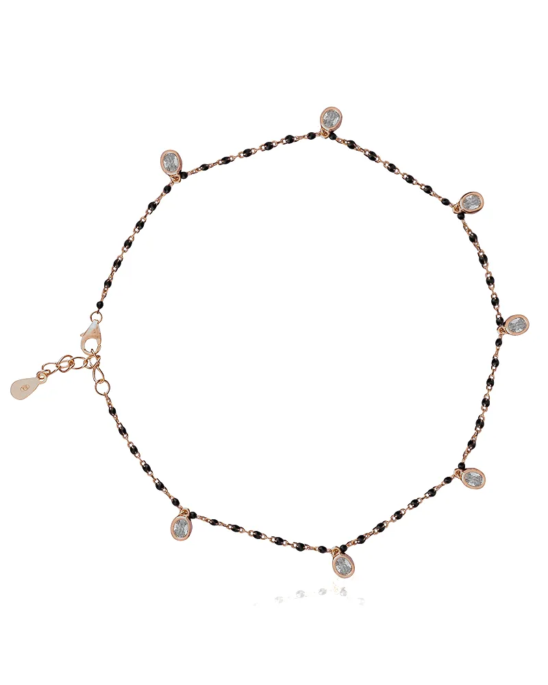 Black Bead Elegant Stone Anklet