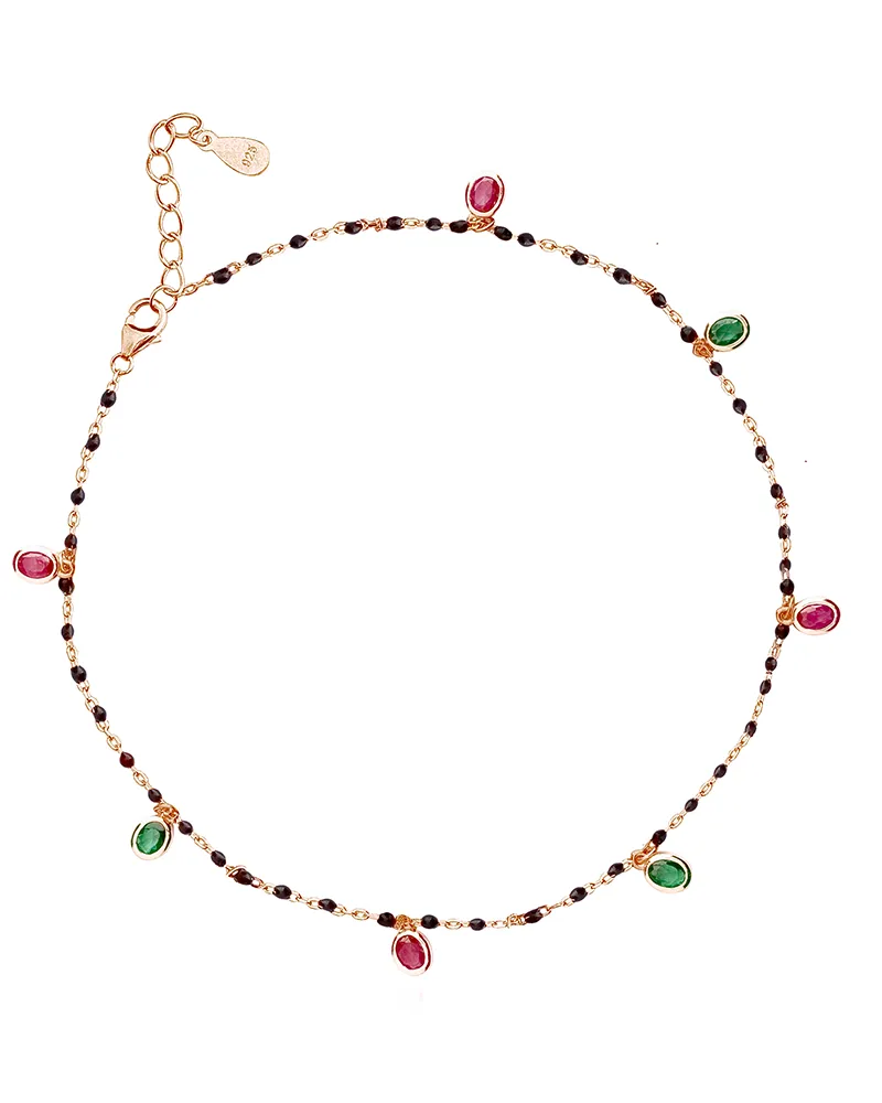 Black Bead Elegant Stone Anklet