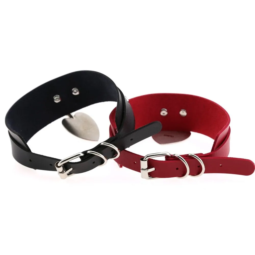 Black Punk Heart Choker Collar Goth fashion necklaces  kawaii Leather Choker Women Girls  Rock  Harajuku Emo Gothic Jewelry