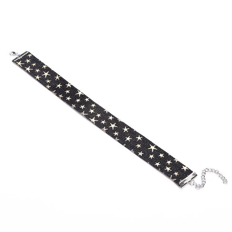 Blue Denim Choker Necklace For Women