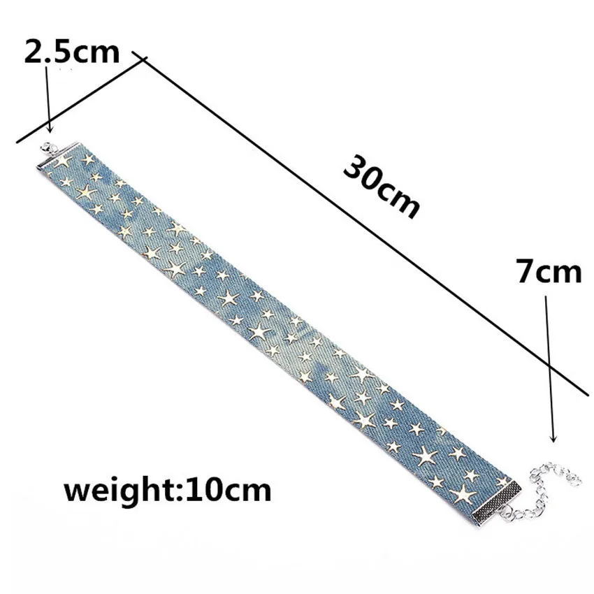 Blue Denim Choker Necklace For Women