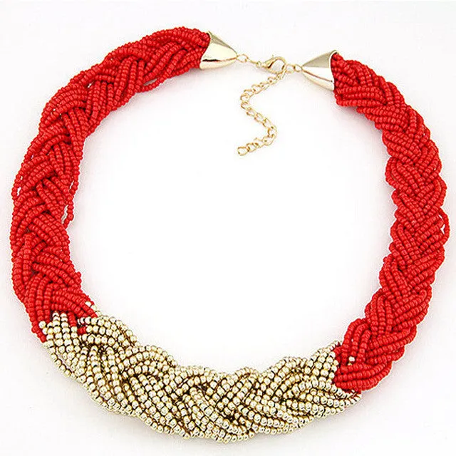 Bohemian Style Multicolr Braided Bead Necklaces For Women