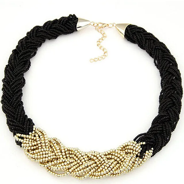 Bohemian Style Multicolr Braided Bead Necklaces For Women