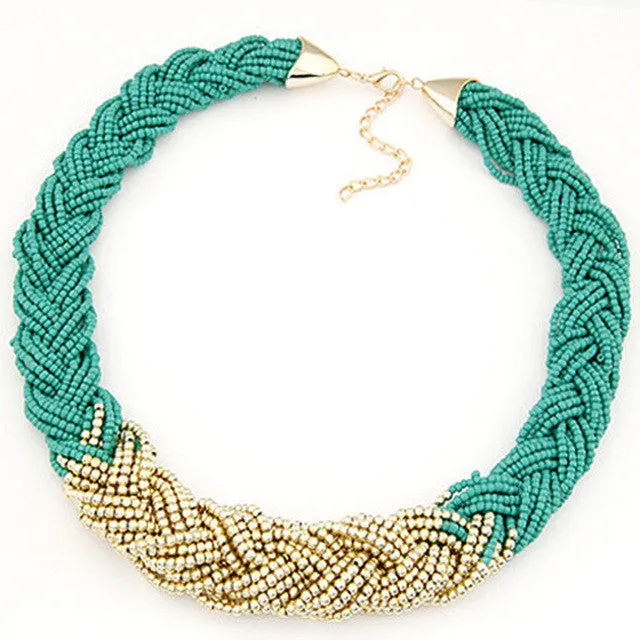 Bohemian Style Multicolr Braided Bead Necklaces For Women