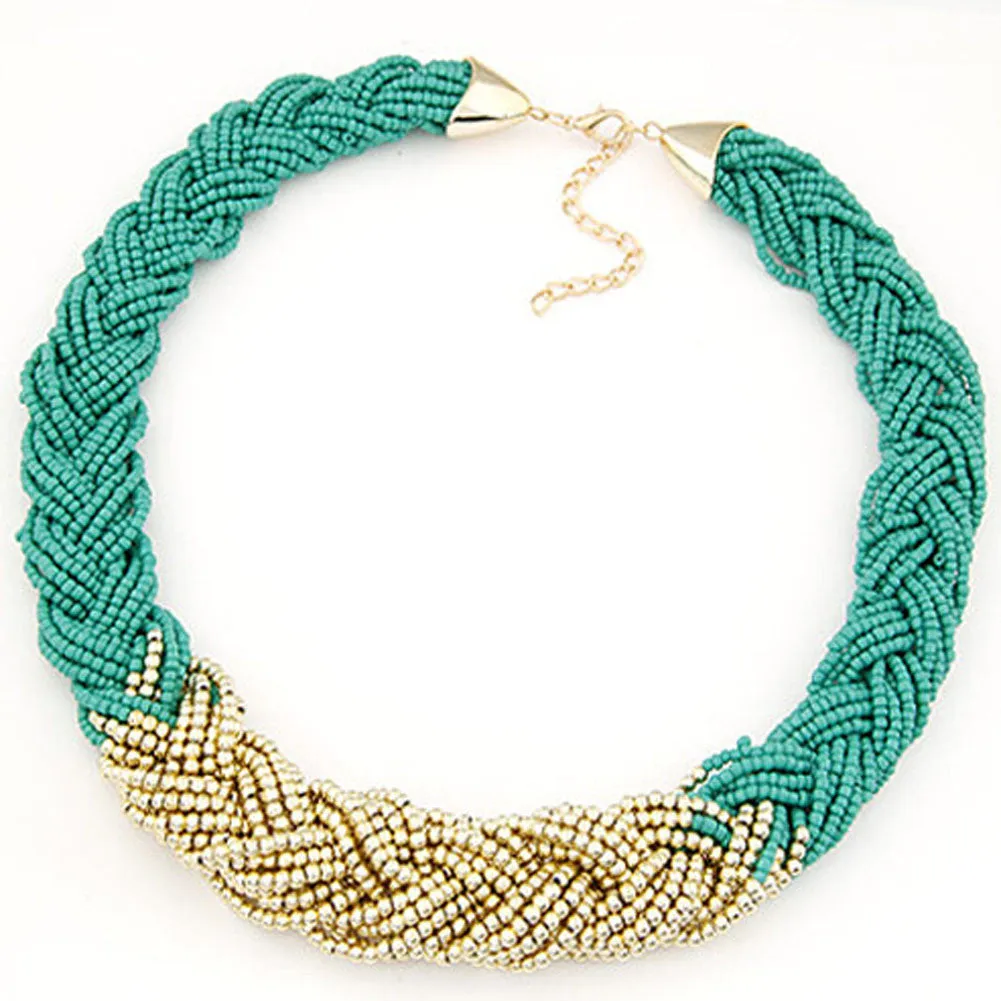 Bohemian Style Multicolr Braided Bead Necklaces For Women