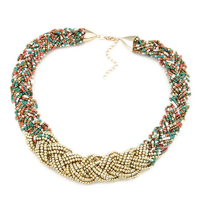 Bohemian Style Multicolr Braided Bead Necklaces For Women