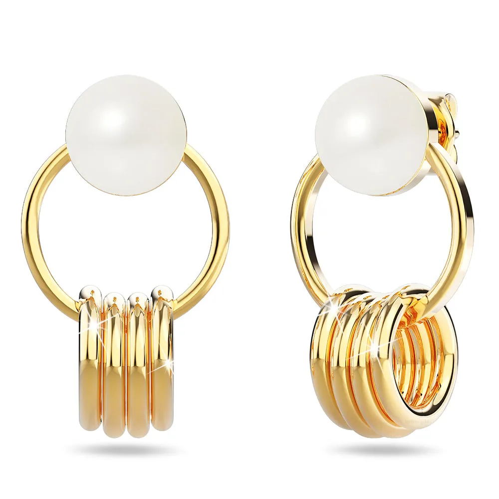 Boxed Helena Pearl & Charm Ring Gold Drop Earrings and Precious Pearl Bangle Set