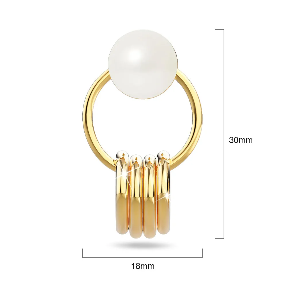 Boxed Helena Pearl & Charm Ring Gold Drop Earrings and Precious Pearl Bangle Set