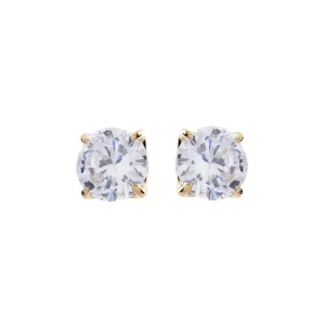 Brilliant Claw-Set Cubic Zirconia Gold Stud Earrings