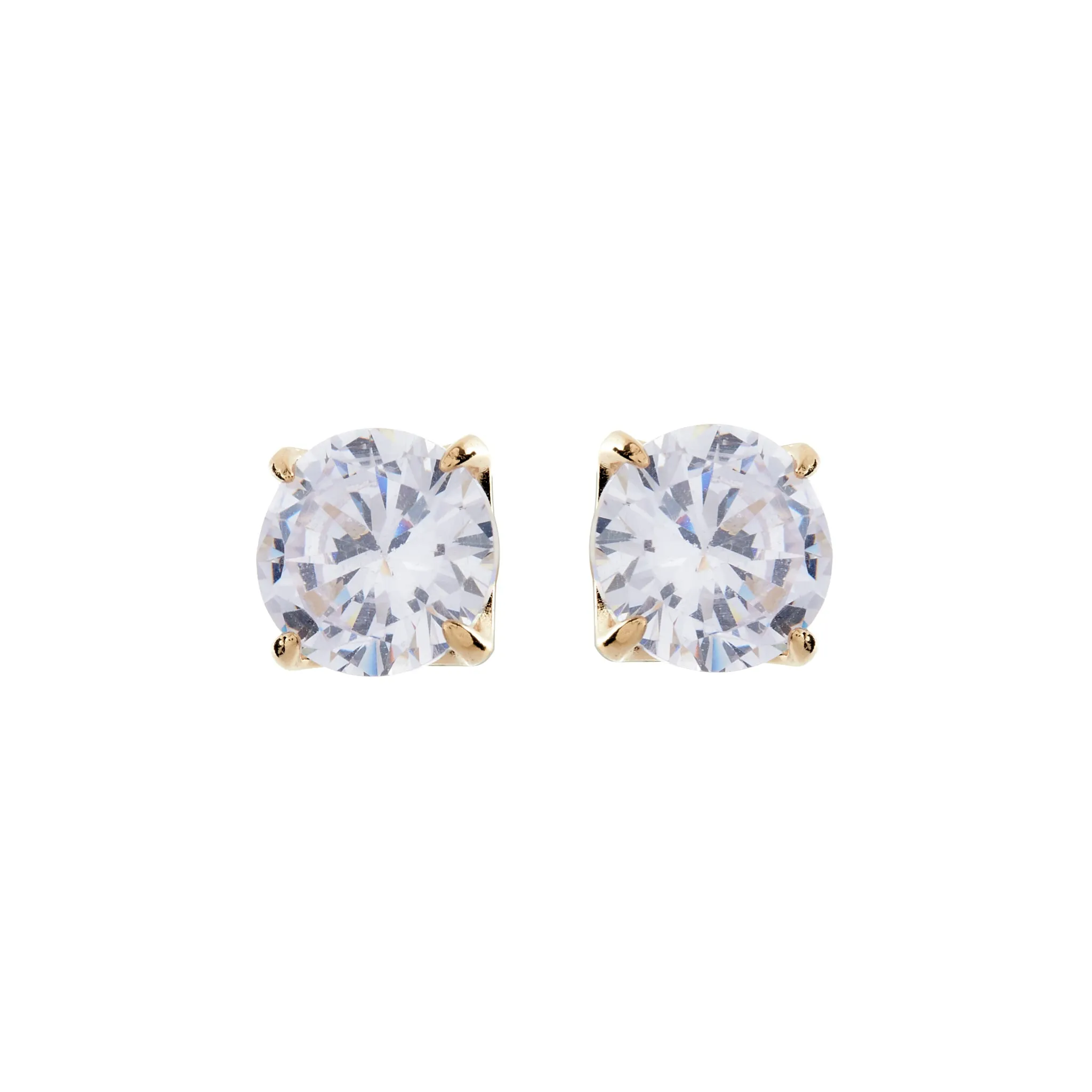 Brilliant Claw-Set Cubic Zirconia Gold Stud Earrings