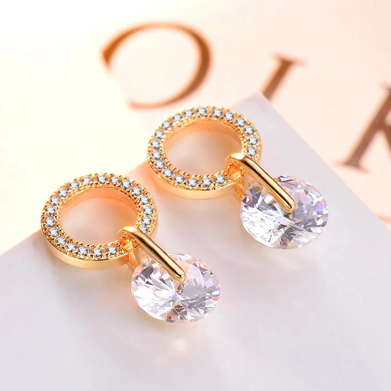 Brilliant Cubic Zirconia Women Drop Earrings