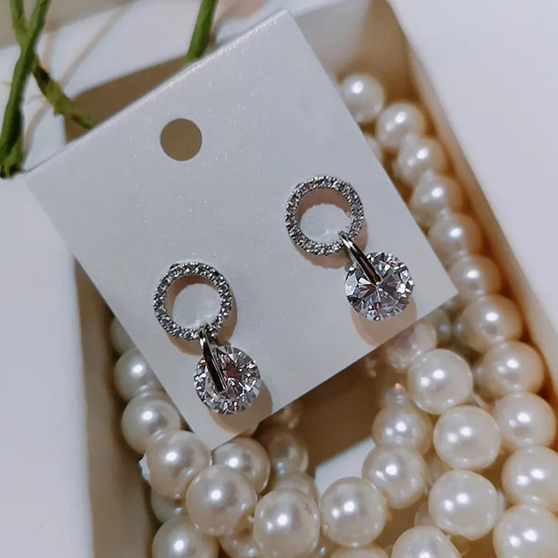 Brilliant Cubic Zirconia Women Drop Earrings