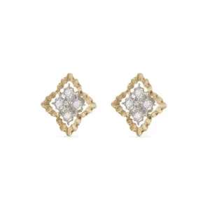 Buccellati - Rombi - Small Button Earrings with Diamonds, 18k White and Yellow Gold