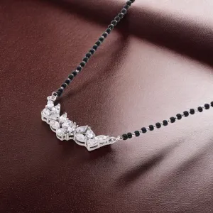Celestine Floral Diamond Motif Mangalsutra in Sterling Silver | SKU : 0003535417