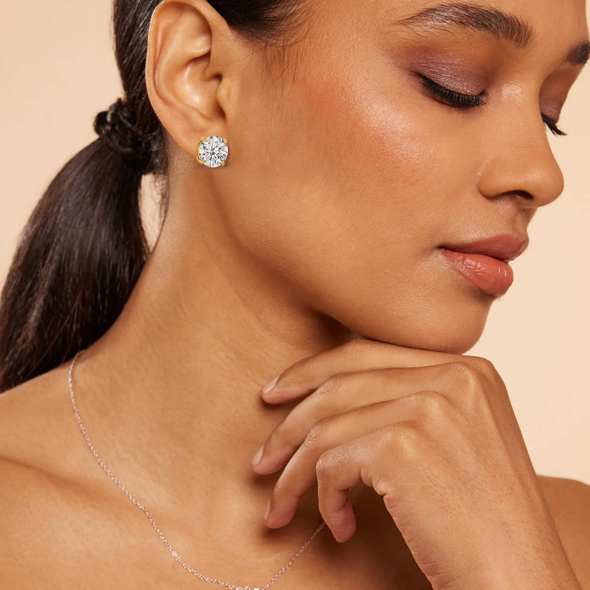 Certified Luxe Four Prong Lab Diamond Stud Earrings (IGI G  VS )