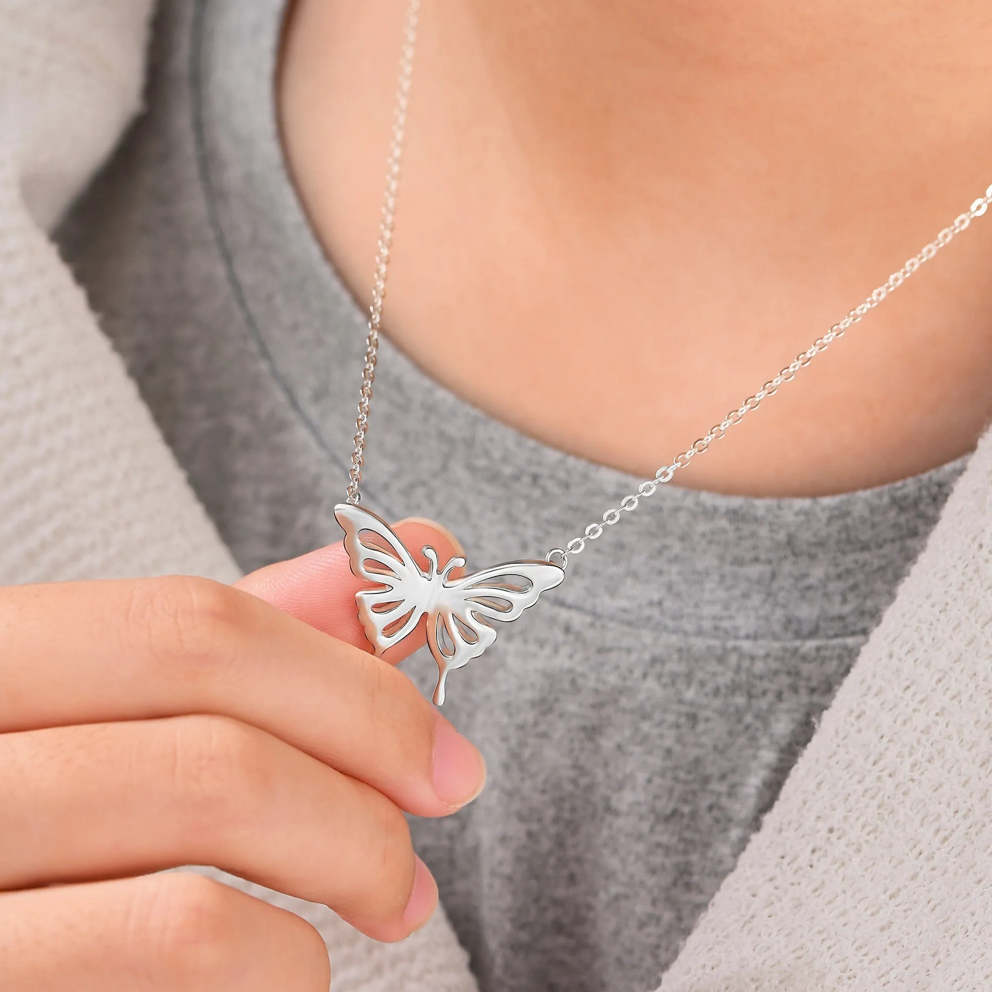 Classic Butterfly Sterling Silver Necklace