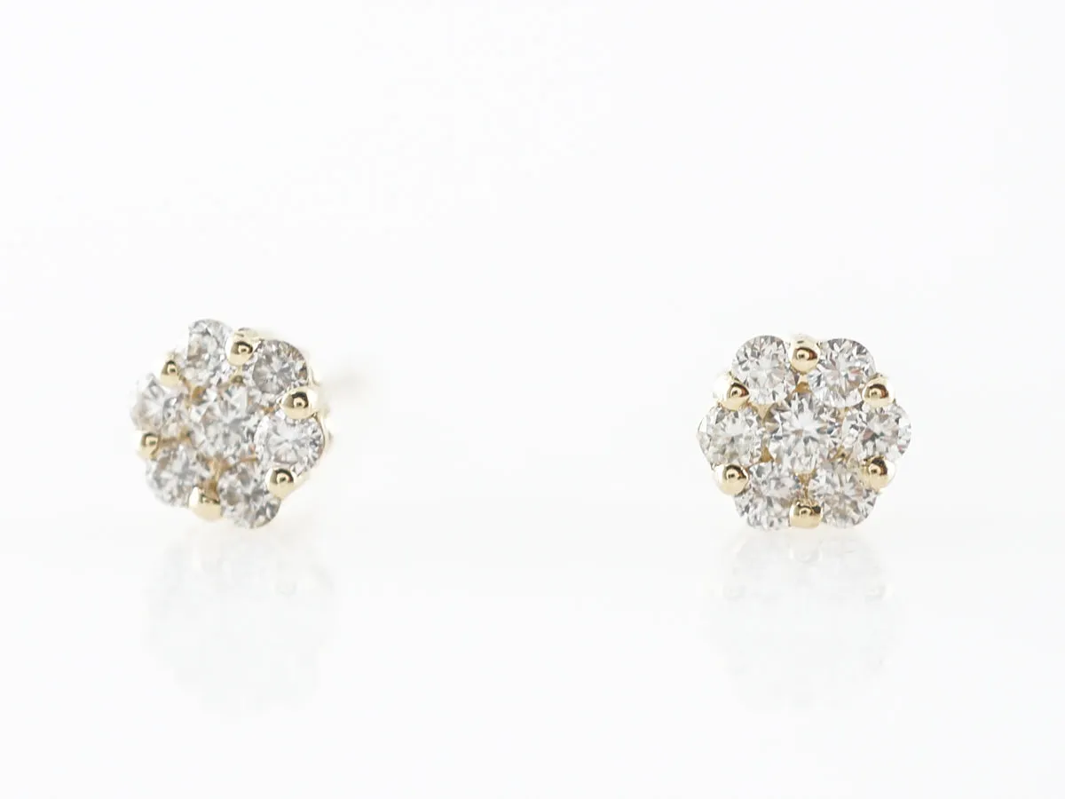 Cluster Diamond Stud Earrings in 14k Yellow Gold