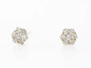 Cluster Diamond Stud Earrings in 14k Yellow Gold