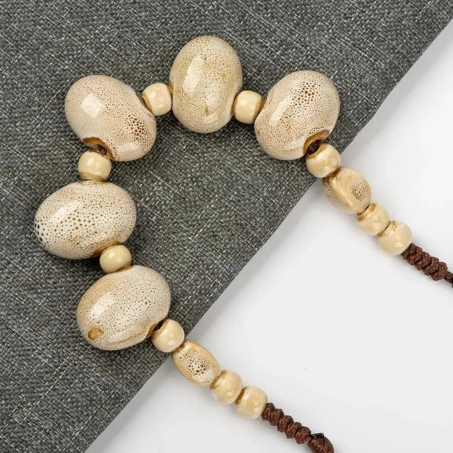 Cobblestone Shape Ceramic bohemia bead necklace Pendant vintage necklaces