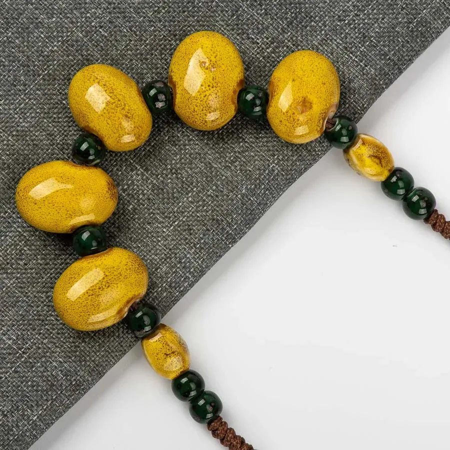 Cobblestone Shape Ceramic bohemia bead necklace Pendant vintage necklaces