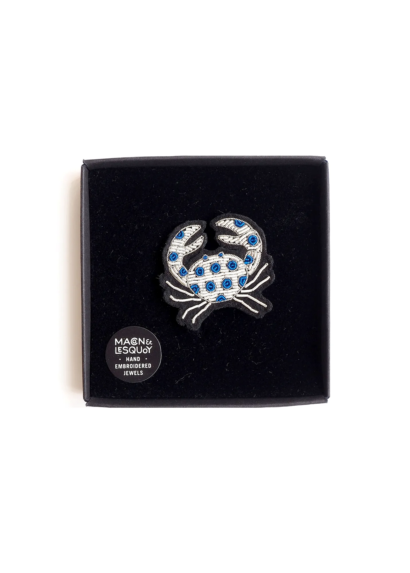 Crab with dots embroidered brooch - SAINT JAMES x Macon & Lesquoy (BLANC/BLEU)