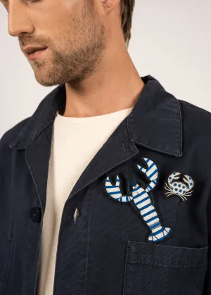 Crab with dots embroidered brooch - SAINT JAMES x Macon & Lesquoy (BLANC/BLEU)