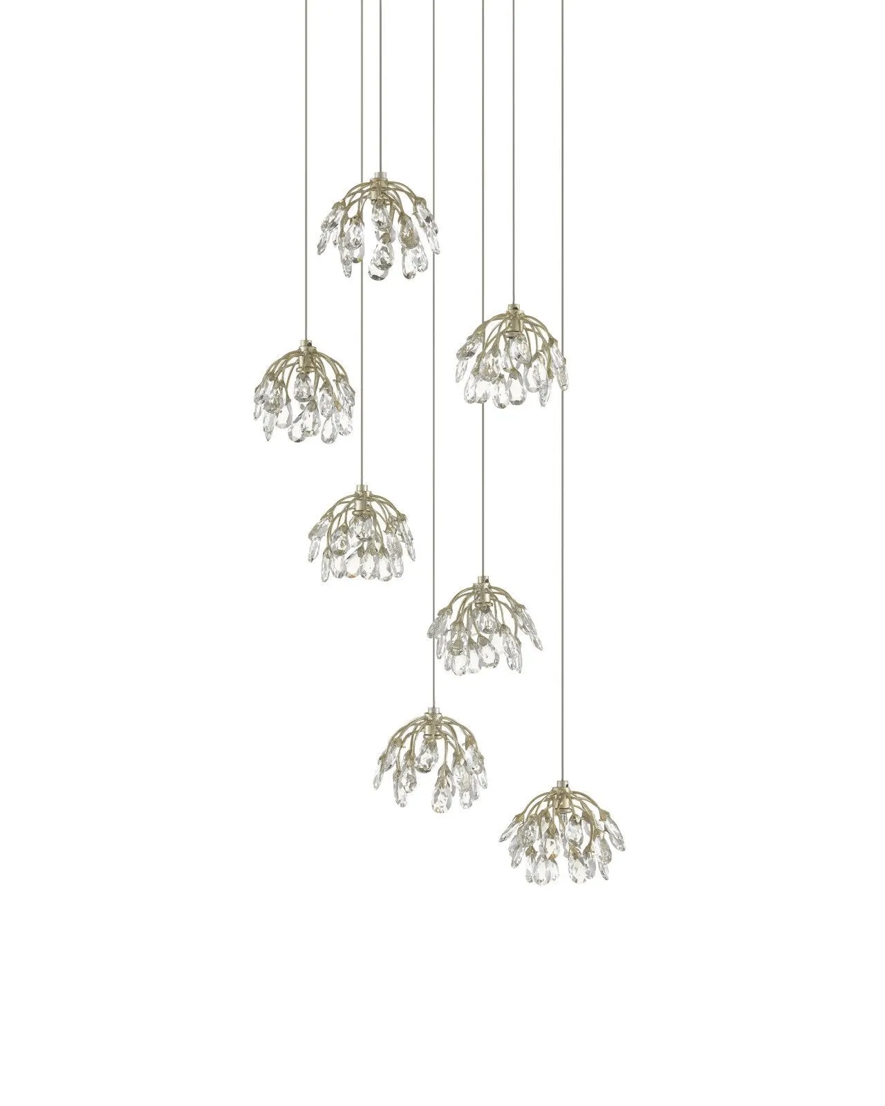 Crystal Bud 7-Light Round Multi-Drop Pendant