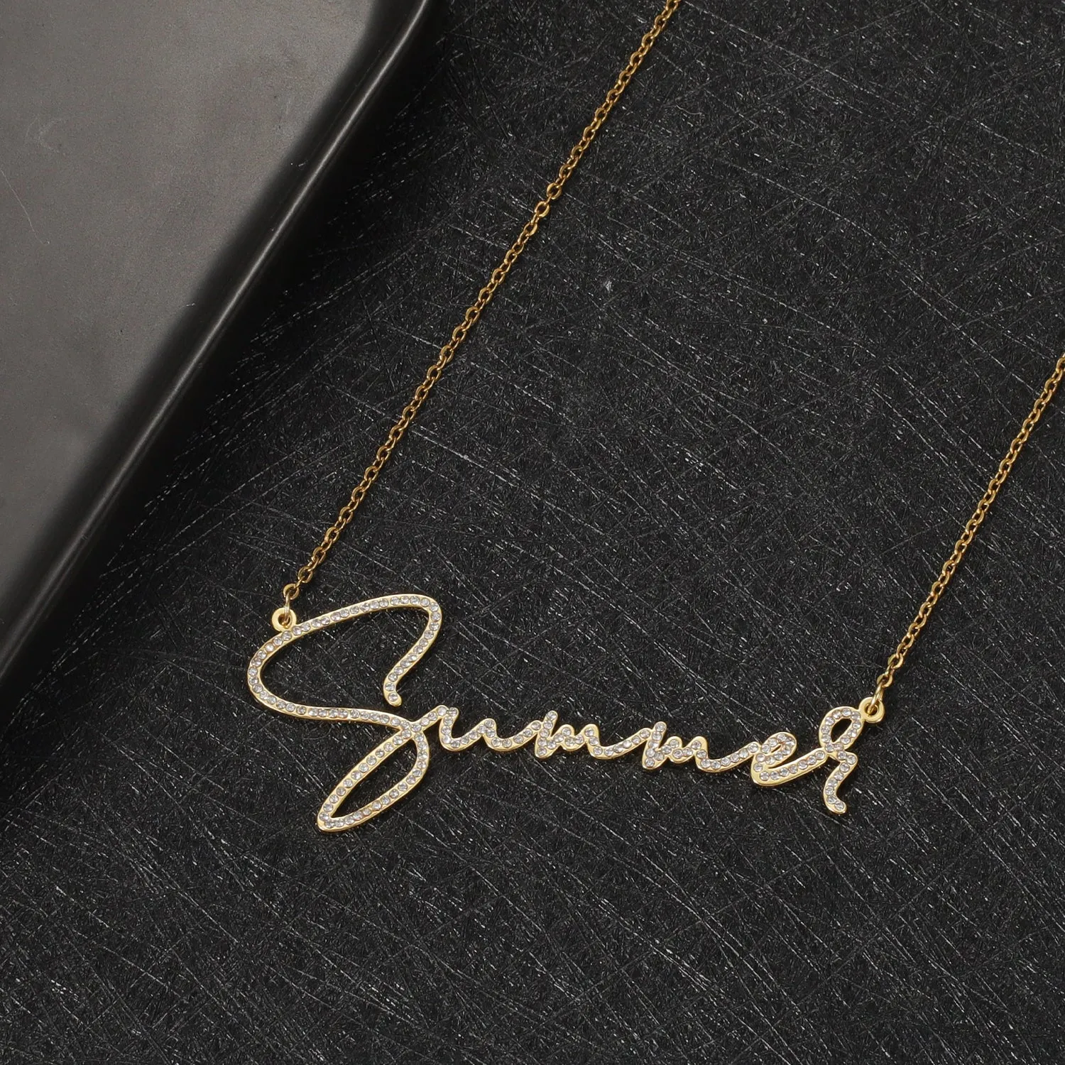 Crystal Signature Font Necklace QDN3015
