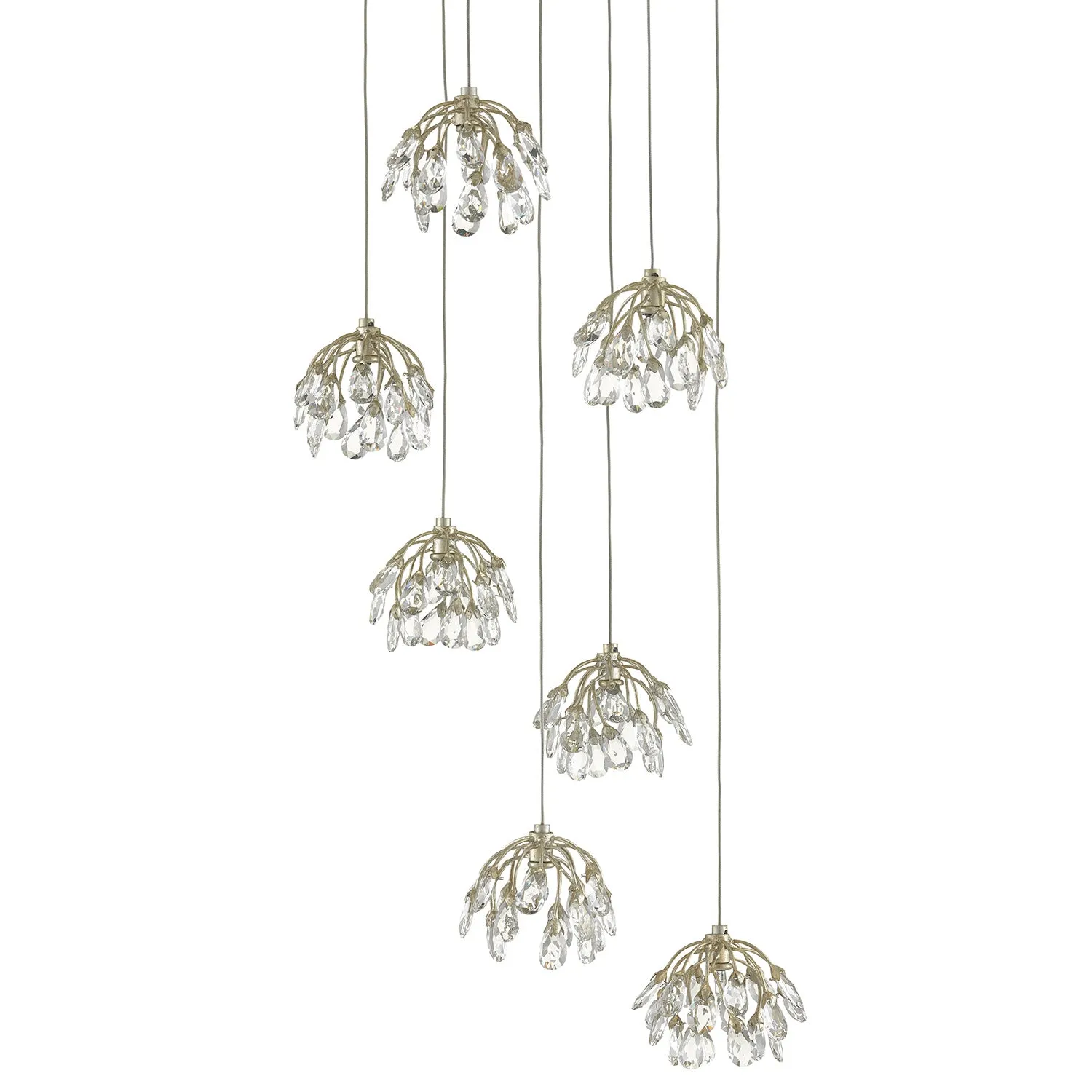 Currey & Co Crystal Bud 7-Light Multi-Drop Pendant