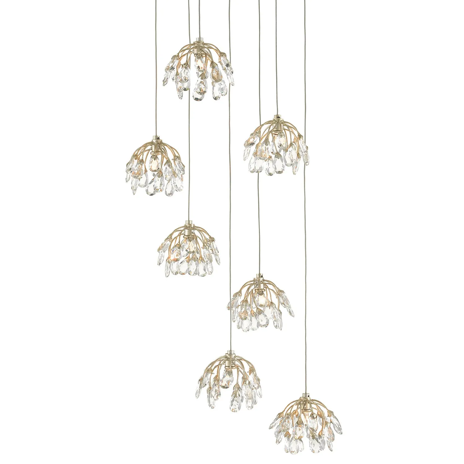 Currey & Co Crystal Bud 7-Light Multi-Drop Pendant