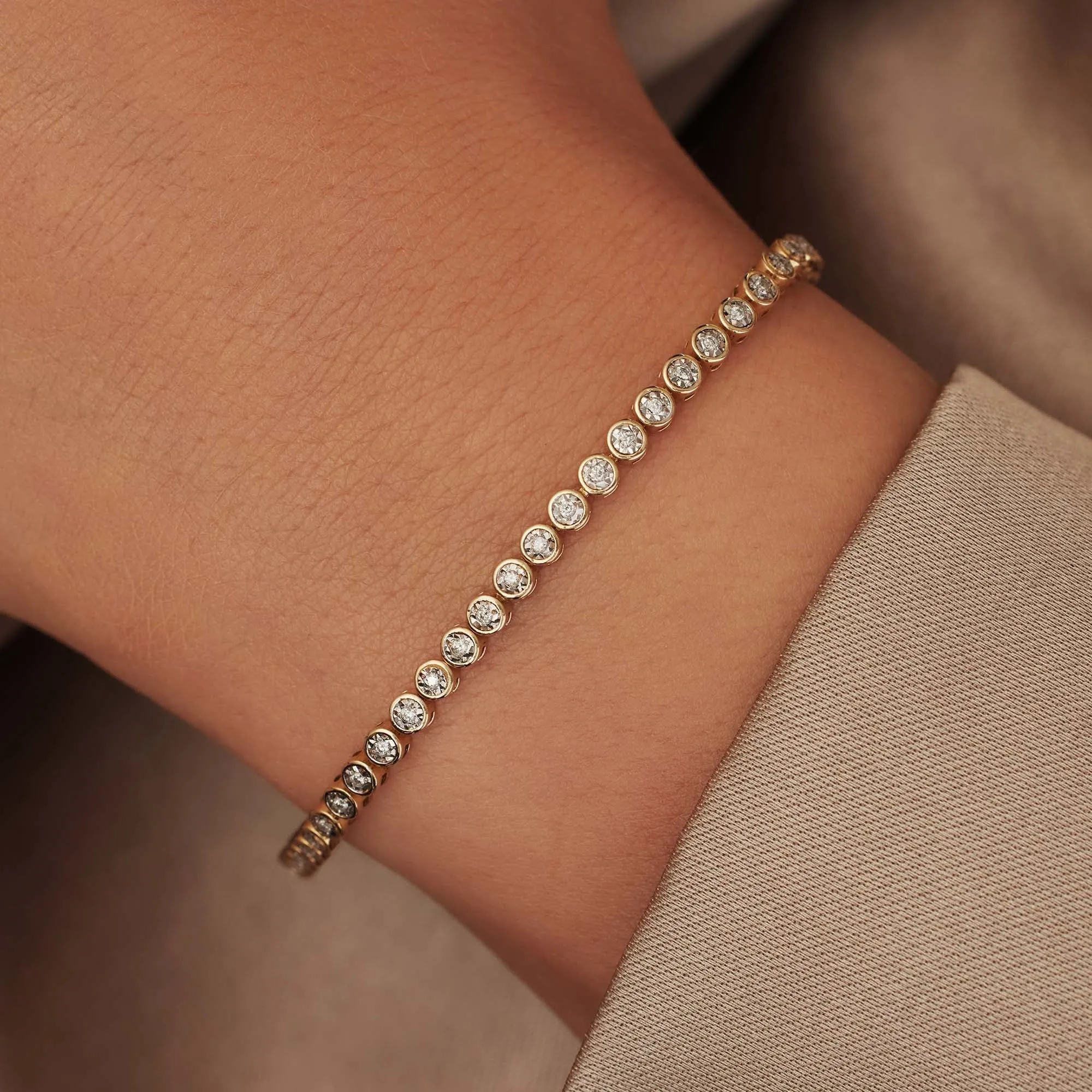 De la Paix Alfie 14 karat gold tennis bracelet with diamond 0.36 carat