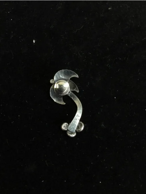 Designer Sterling Silver Palm Tree Pin with Coconuts