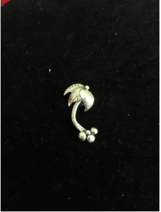 Designer Sterling Silver Palm Tree Pin with Coconuts
