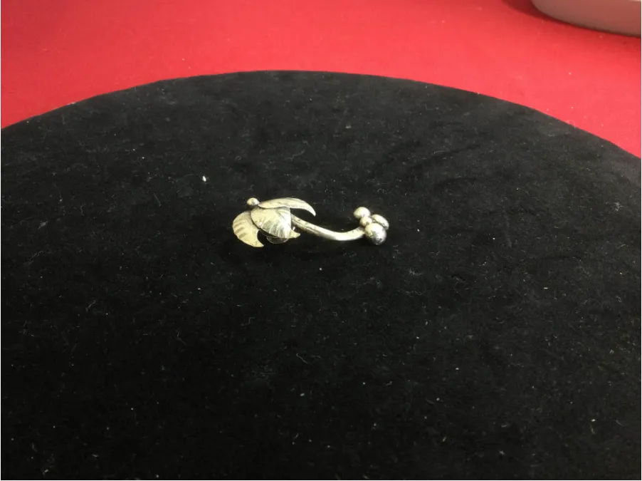 Designer Sterling Silver Palm Tree Pin with Coconuts