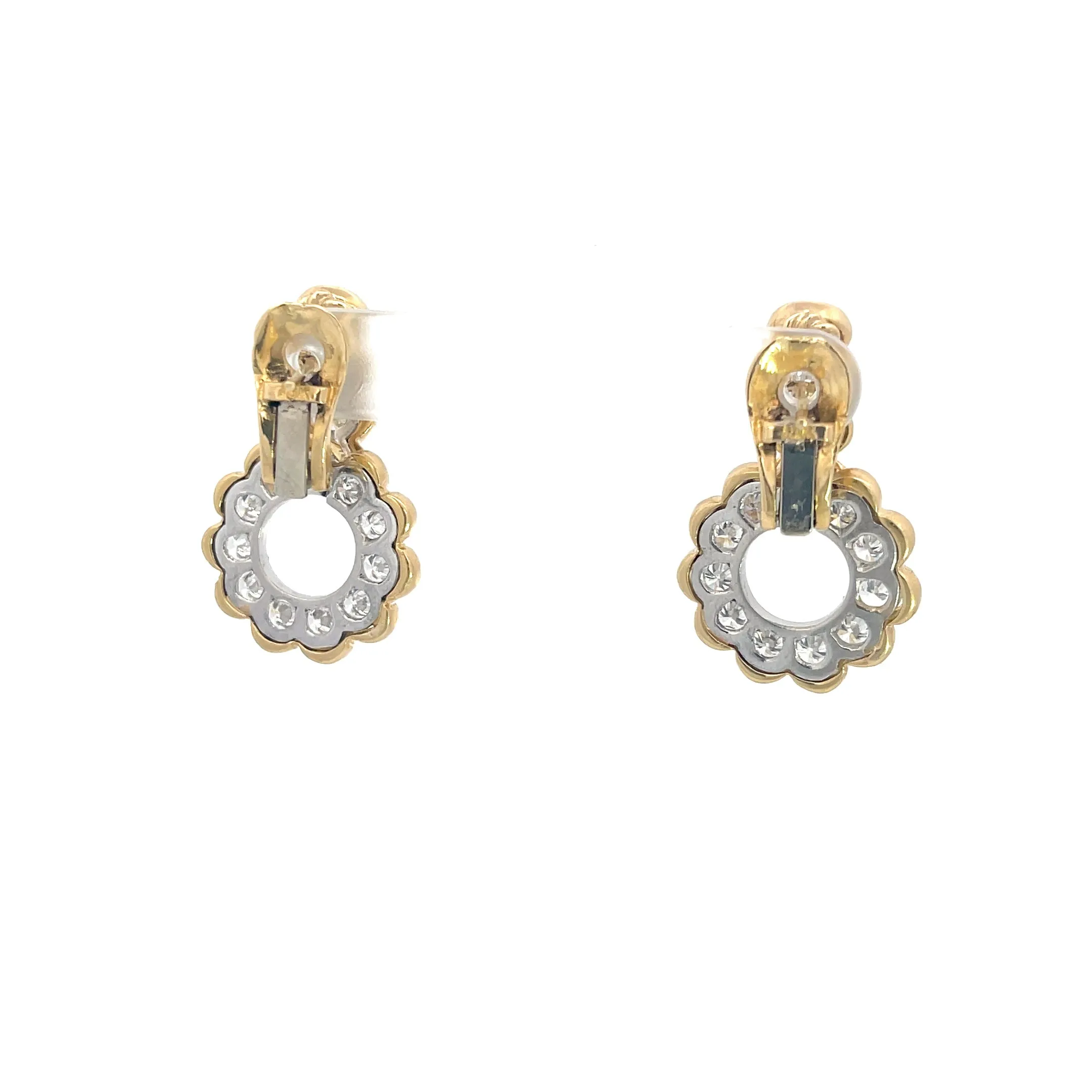 Diamond '3.30ctw' Circle Drop Huggie Earrings 18K