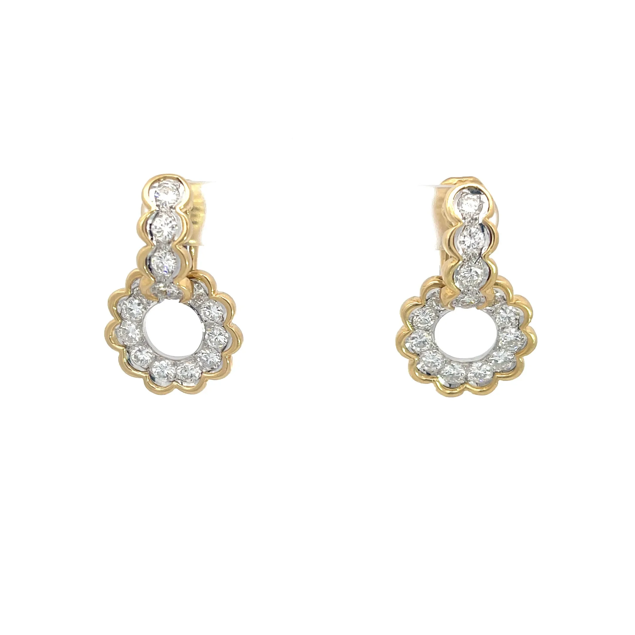 Diamond '3.30ctw' Circle Drop Huggie Earrings 18K