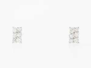 Diamond Cluster Pave Earrings in 18k White Gold