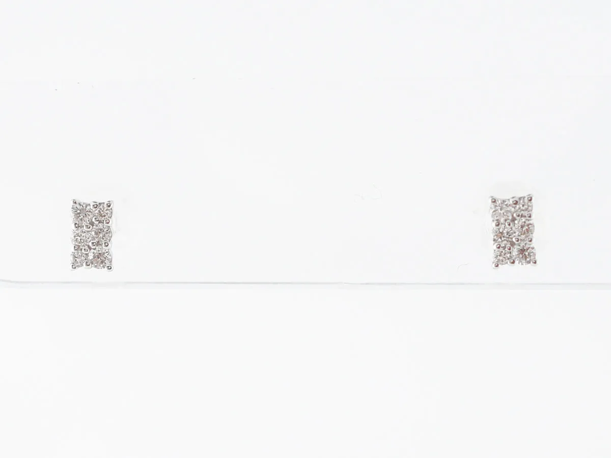 Diamond Cluster Pave Earrings in 18k White Gold