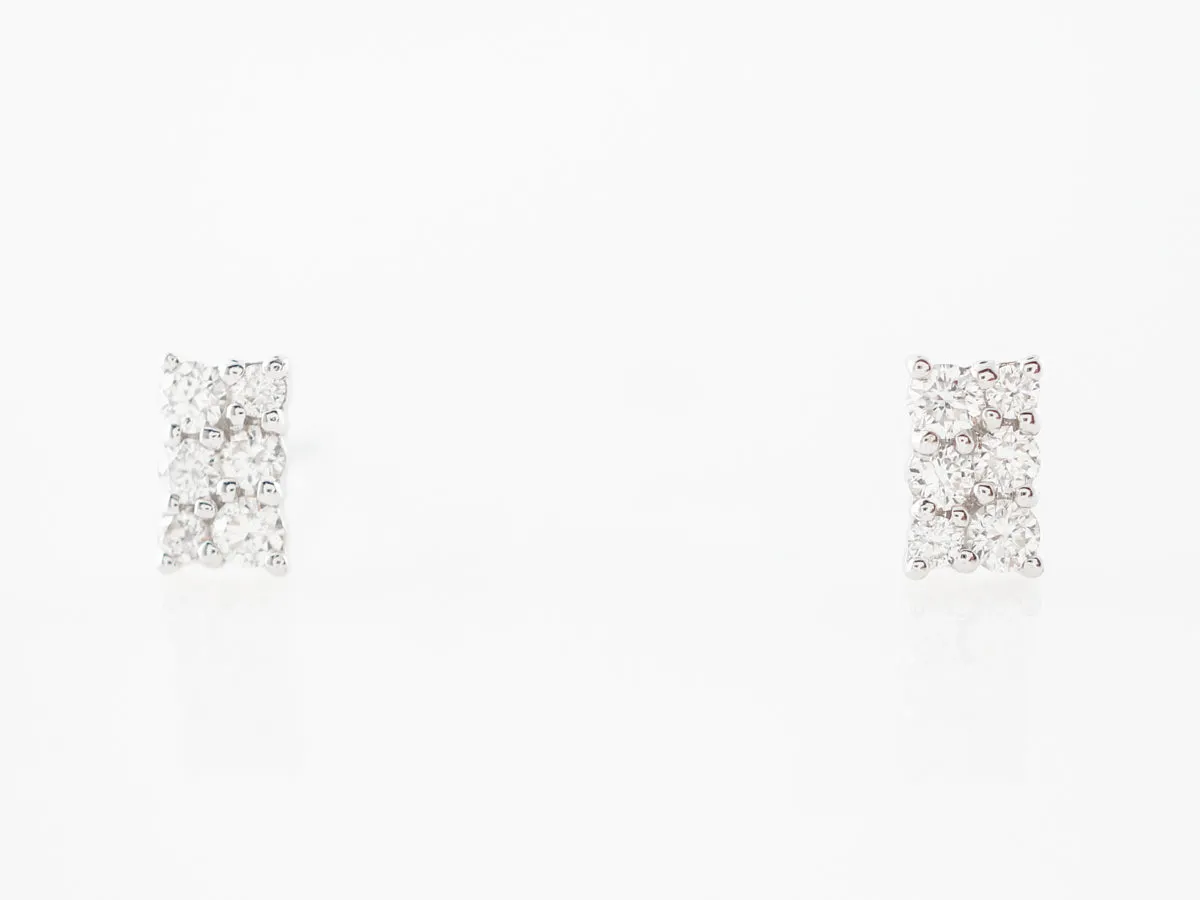 Diamond Cluster Pave Earrings in 18k White Gold