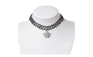 DoreenBeads Black Elastic Tattoo Choker Pendant Necklace