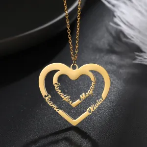 Double Heart Name Necklace  QN221