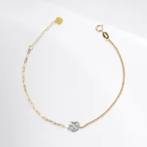 Duo Heart Emerald Bezel Solitaire Diamond Bracelet 18kt