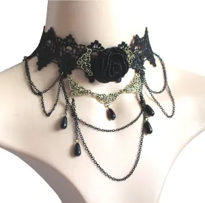 Ebony Rose Radiance - Black Rose Flower Choker by The Nevermore