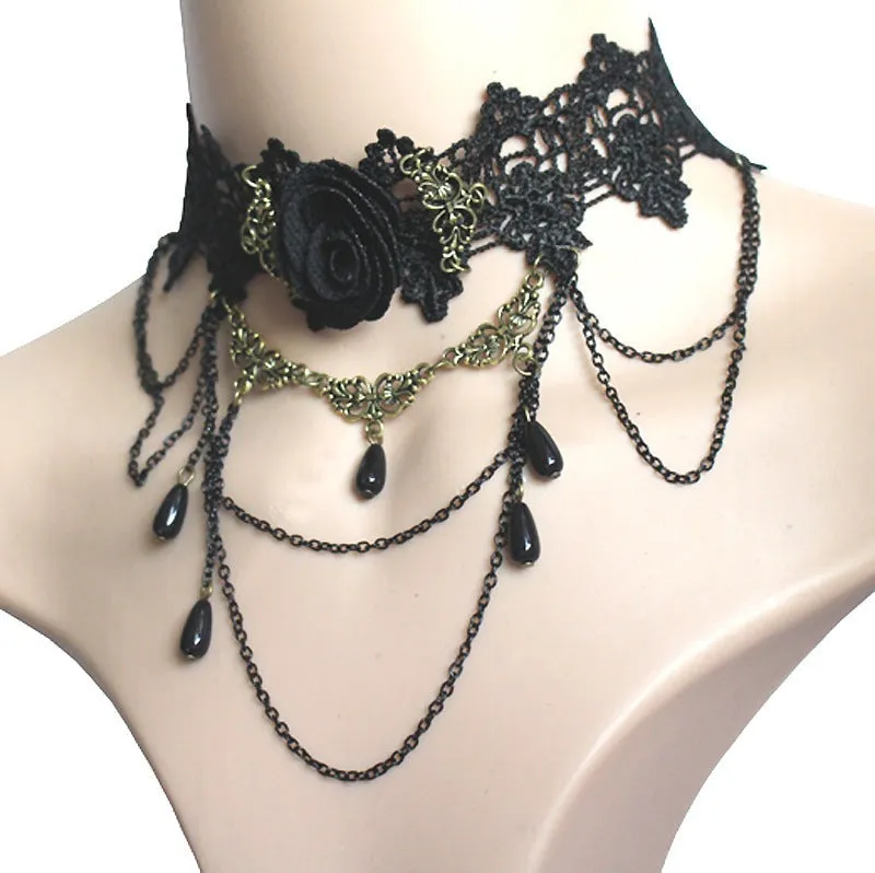 Ebony Rose Radiance - Black Rose Flower Choker by The Nevermore