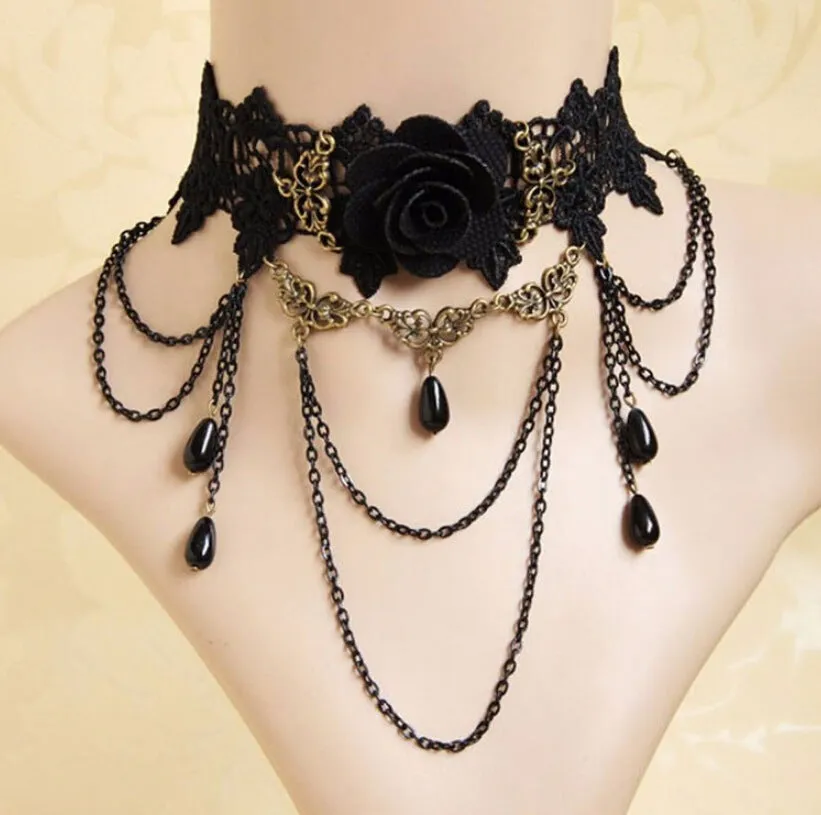 Ebony Rose Radiance - Black Rose Flower Choker by The Nevermore