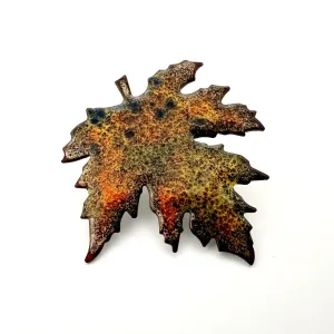 Enamel Autumn Leaf Brooch Pin