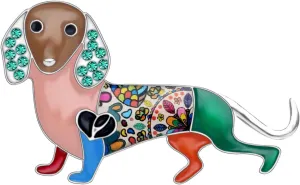 Enamel Zinc Alloy Adorable Dachshund Dog Brooches Pins Pets Jewelry for Women Teens Girls Decorations Gifts Party Favors