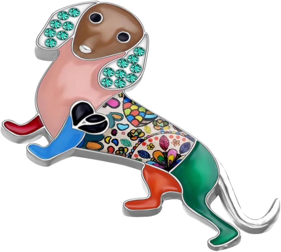 Enamel Zinc Alloy Adorable Dachshund Dog Brooches Pins Pets Jewelry for Women Teens Girls Decorations Gifts Party Favors