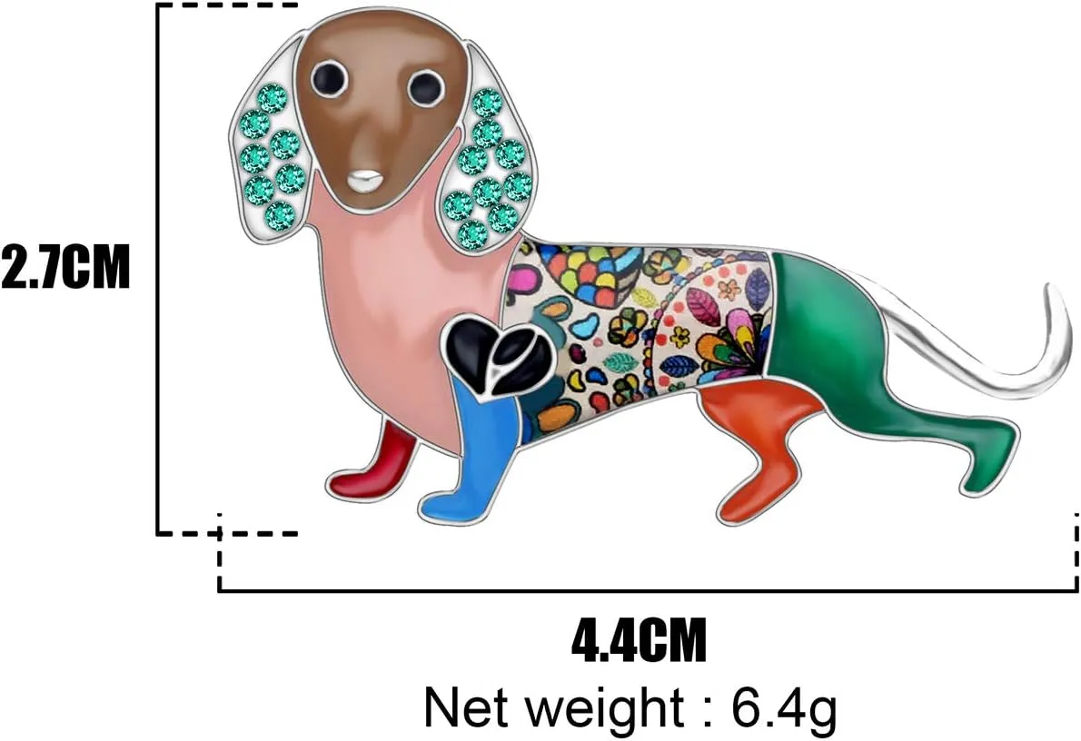 Enamel Zinc Alloy Adorable Dachshund Dog Brooches Pins Pets Jewelry for Women Teens Girls Decorations Gifts Party Favors
