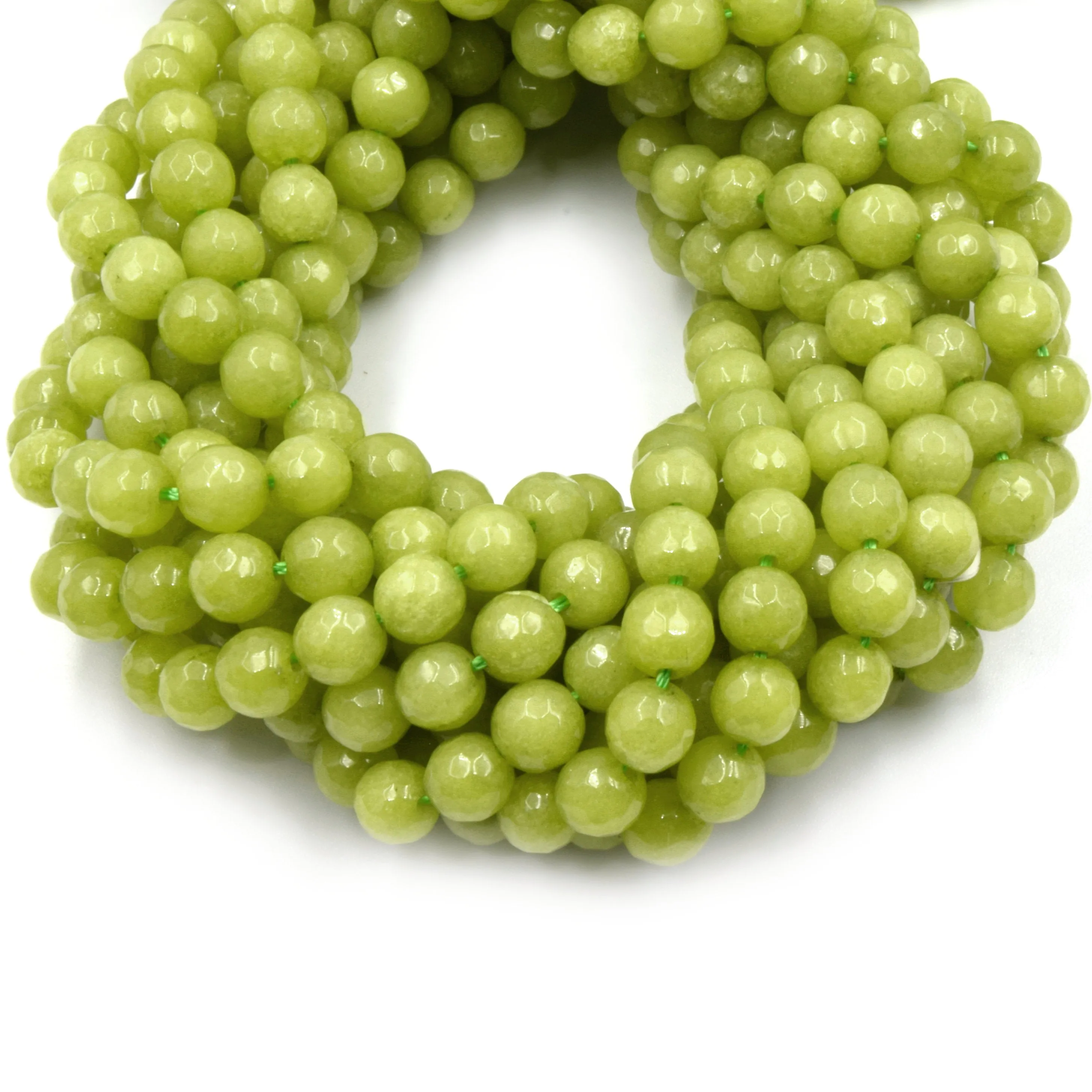 Faceted Jade Beads | 6mm Faceted Dyed Blue Teal Green Jade Round Beads with 1mm Holes - Sold by 15.5" Strands (~ 58 Beads)